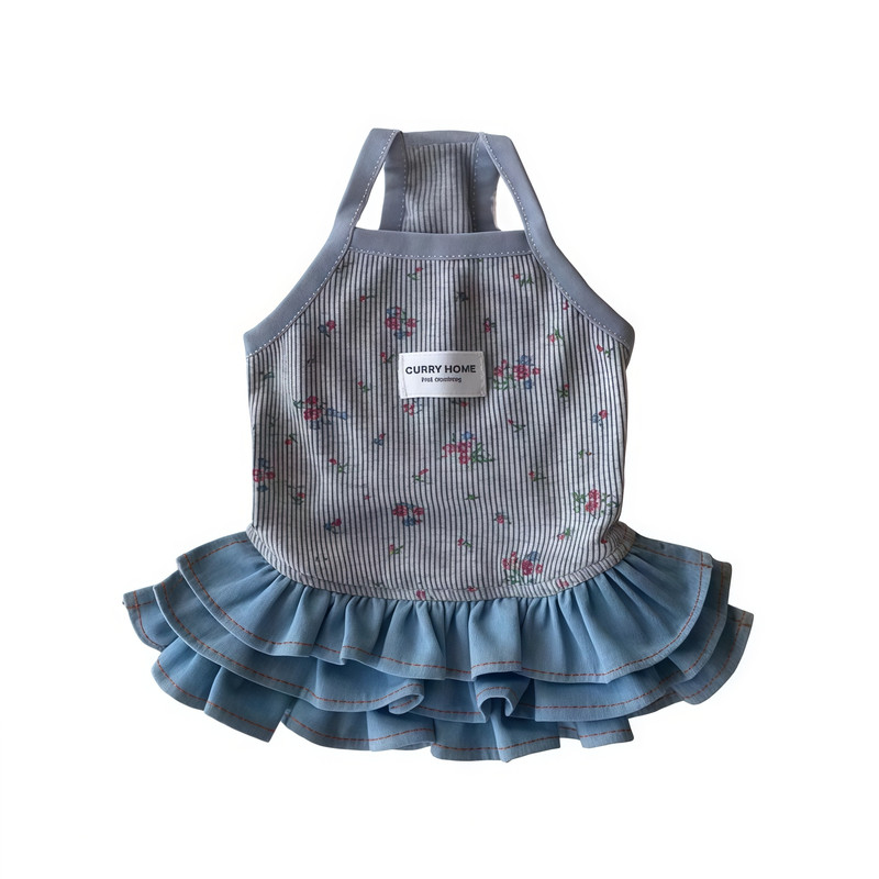 春夏薄款可爱狗狗水手服连衣裙