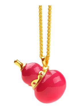 新中式福禄双全葫芦珐琅彩项链