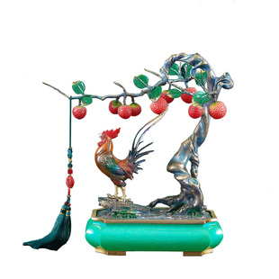 高端黄铜大吉大利公鸡摆件新中式客厅办公室金鸡报喜乔迁新居礼品