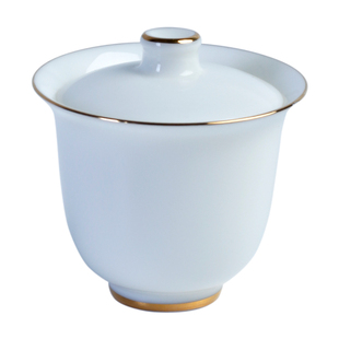 羊脂玉特小号盖碗茶杯德化白瓷茶碗带盖单个迷你功夫家用茶具80ml