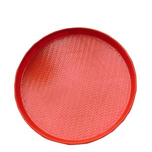 塑料圆簸箕家用花托商用晒东西移动花盆托盘大小晒筐仿竹编晒菜网