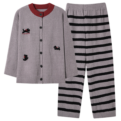 七色纺半边绒保暖睡衣秋冬款