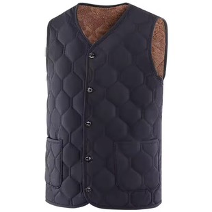 秋冬季大码加绒保暖男士马甲爸爸装棉服中老年棉衣坎肩内搭上衣