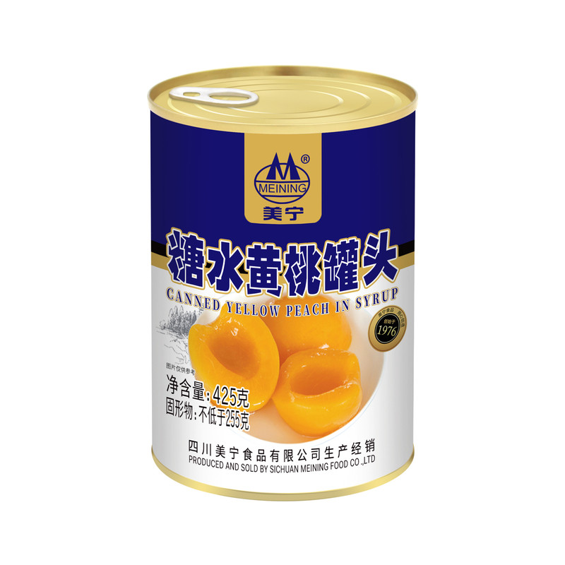 美宁糖水黄桃水果罐头425g正品整箱对开烘焙24罐品牌批发商用