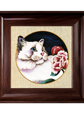 景韵阁掐丝珐琅猫咪材料包送画框