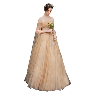 Obride【曼舞】小众高端轻奢礼服裙2024新款一字肩礼服法式高级感