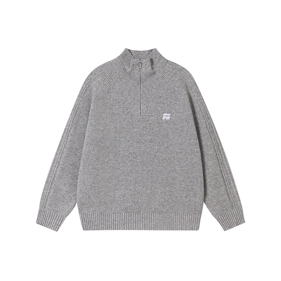 FORNINES含绵羊毛立领半拉链毛衣男女秋冬情侣宽松高领休闲针织衫