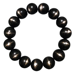 高级感收藏级天然金运石手链男女士十字星光黑猫眼石手串黑水晶