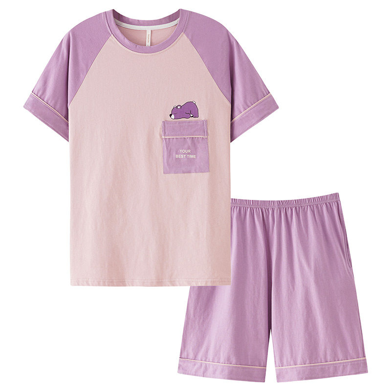 夏季纯棉短袖薄款大码女款家居服