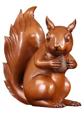 匠泽铜魂紫铜松鼠摆件鼠摆件
