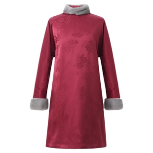 吉祥衣家保暖拼水貂毛气质国风新中式高级感女装明慧外套