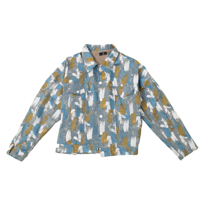 外穿泼漆印花牛仔夹克早秋新品