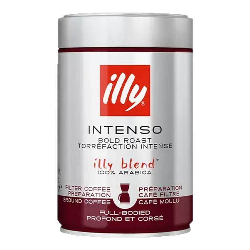 意利illy原装进口深度烘焙手冲过滤纯黑咖啡粉美式粗研磨250g罐装