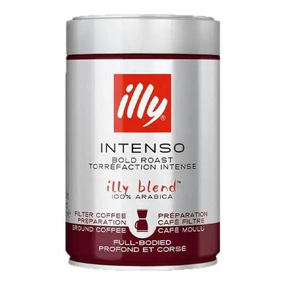 意利illy原装进口深度烘焙手冲过滤纯黑咖啡粉美式粗研磨250g罐装