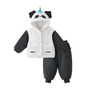 babycare宝宝舒棉绒家居服分体套装秋冬新款男女童加绒儿童睡衣