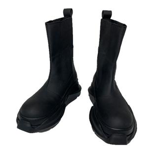 暗黑RO风格副线新款PU双层厚底靴男女同款情侣靴百搭高帮休闲鞋子