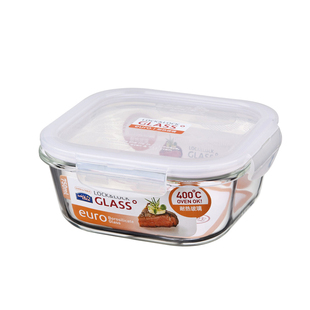 乐扣饭盒耐热玻璃保鲜盒正方形水果盒便携儿童有盖家用便当盒