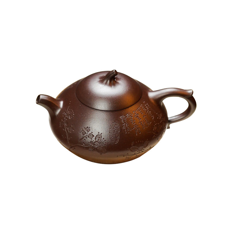玉颐阁宜兴原矿老紫泥茄段紫砂壶