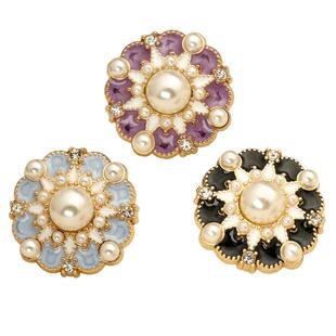 高级感复古风珍珠纽扣毛衣开衫小香西装扣子女金属中式大衣装饰扣