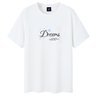 TEEK夏季男装液氨棉百搭短袖T恤纯棉 字母印花半袖日系冰感上衣服