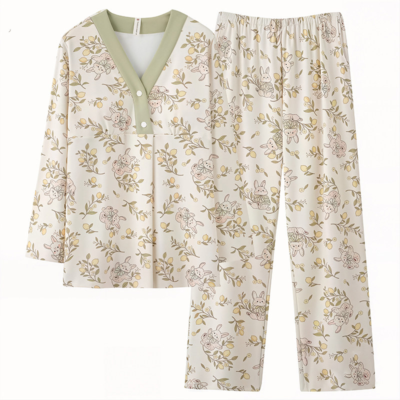 春夏季月子服孕妇睡衣柠檬兔带胸哺乳衣/月子服