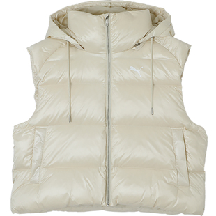 Puma/彪马正品秋冬新款女士保暖连帽短款羽绒马甲629271-87