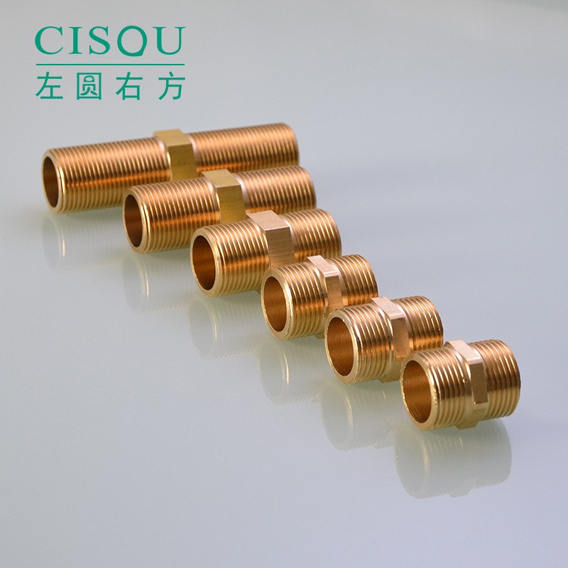6分DN20全精铜对丝双外丝加长直接5 /7/10公分cm制冷/暖设备接头