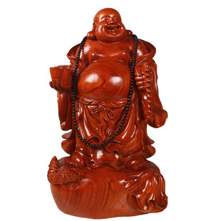 黄花梨木雕刻弥勒佛像摆件大号实木送宝笑佛招财客厅红木开业礼品