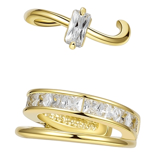 CAROMAY简约2件套耳骨夹女无耳洞高级感耳夹冷淡小众高级圆圈耳环