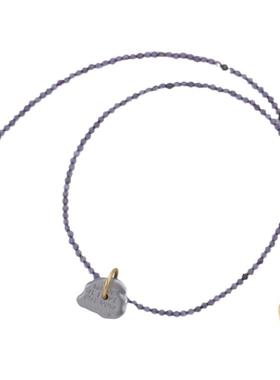 小众潮品what we love紫水晶石轻奢气质个性不规则金属吊坠项链