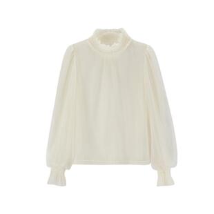 轩日2024冬季商场同款打底衫女新款半高领透视套头长袖圆点衬衣潮