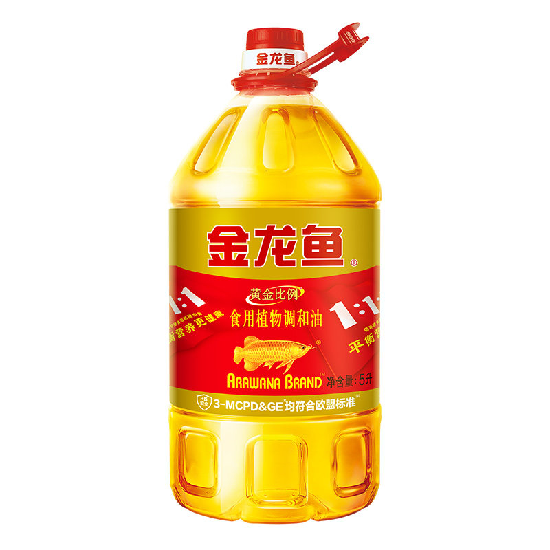 金龙鱼黄金比例调和油5L桶装家用食用油大桶植物调和油5升植物油