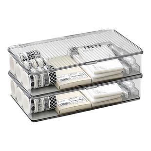 亚克力收纳盒桌面带盖透明置物架书桌化妆品饰品便利塑料防尘盒子