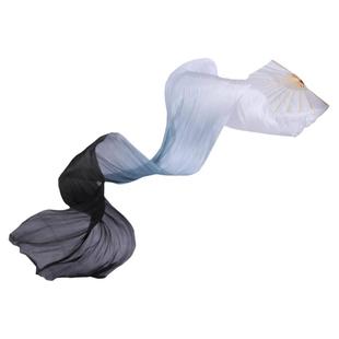 水墨兰亭水墨扇左手指月长绸扇真丝舞蹈扇子儿童跳舞扇古典舞如烟