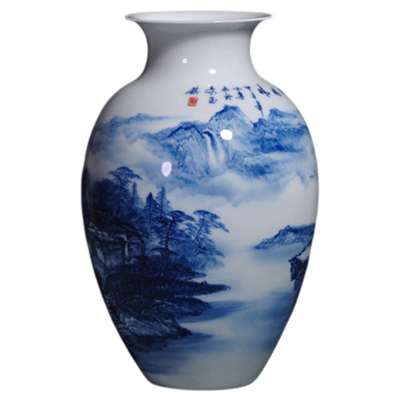 名家手绘青花瓷山水景德镇陶瓷器