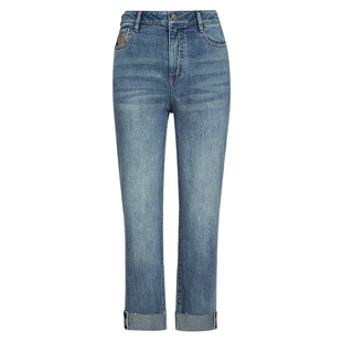 商场同款FF||仿佛春夏复古锥形九分牛仔裤女高腰宽松