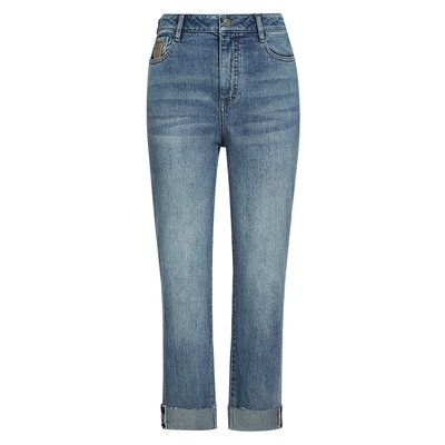 春季蓝色复古直筒牛仔裤女