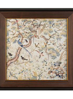 花香鸟韵铜雕画手工錾刻客厅挂画