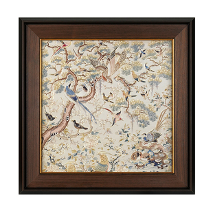 《花香鸟韵》铜雕画手工錾刻挂画沙发背景墙铜版画复古风花鸟壁画