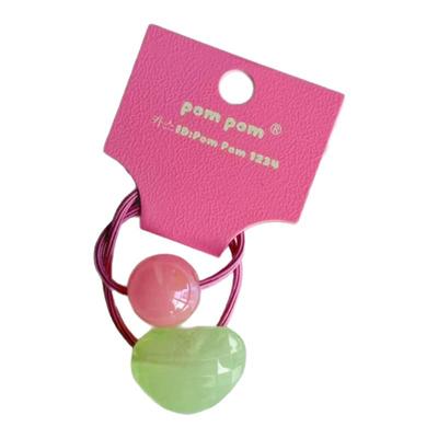 【现货】pompom韩国代购儿童发饰果冻色爱心亚克力球球皮筋发圈