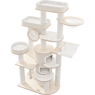 蜜罐猫爬架猫窝猫树一体大型木质猫架实木多层猫别墅猫城堡220216