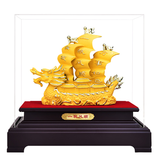 一帆风顺帆船摆件工艺品家居客厅办公室装饰品乔迁开业礼品绒沙金