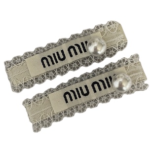 miu系蕾丝~原创设计奶白珍珠对夹一字夹刘海发夹鸭嘴夹少女边夹