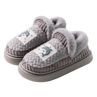 男士冬季棉拖鞋2025新款包跟保暖室内家居用加厚底毛绒棉鞋可外穿