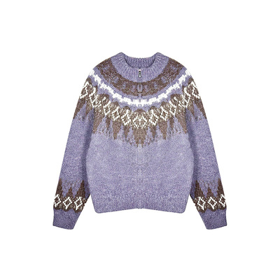 longroad 费尔岛加厚高领开衫毛衣短款男女时尚休闲潮流百搭外套