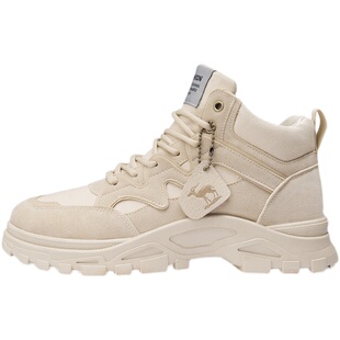 春季牛皮马丁靴男士增高鞋10cm网面英伦工装潮鞋中帮内增高8cm6cm