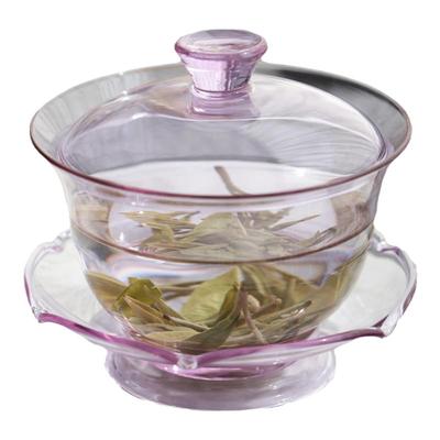 台湾禾器耐热玻璃三才泡茶盖碗