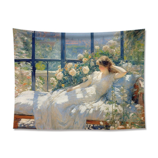 印象派油画挂布背景布小众高级墙布卧室床头壁画房间装饰画布定制