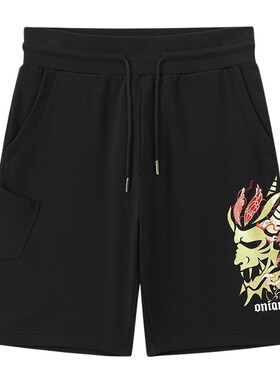 ONIARAI/鬼洗25春夏新品经典羽化鬼头刺绣针织短裤男式 25BU605