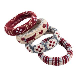 儿童秋冬复古费尔岛风毛巾圈高弹女扎马尾皮筋女童发圈头绳不伤发